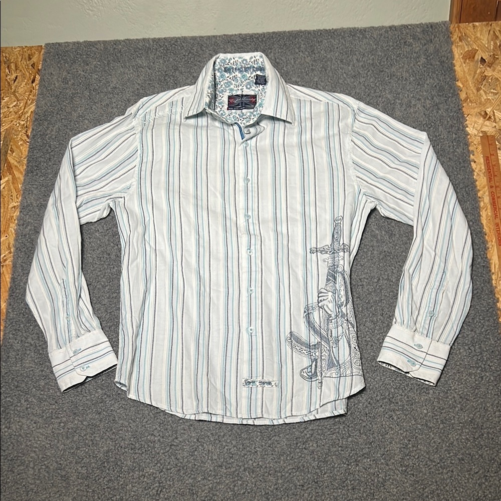 English Laundry Blue and White Striped Shirt